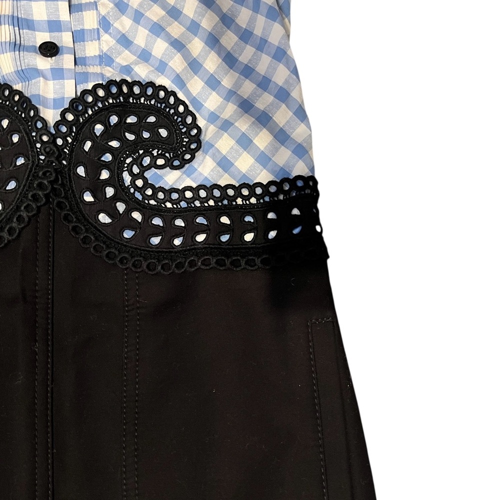 Carven Blue White Black Sleeveless Checker Button Dress Size 4 - Picture 3 of 6